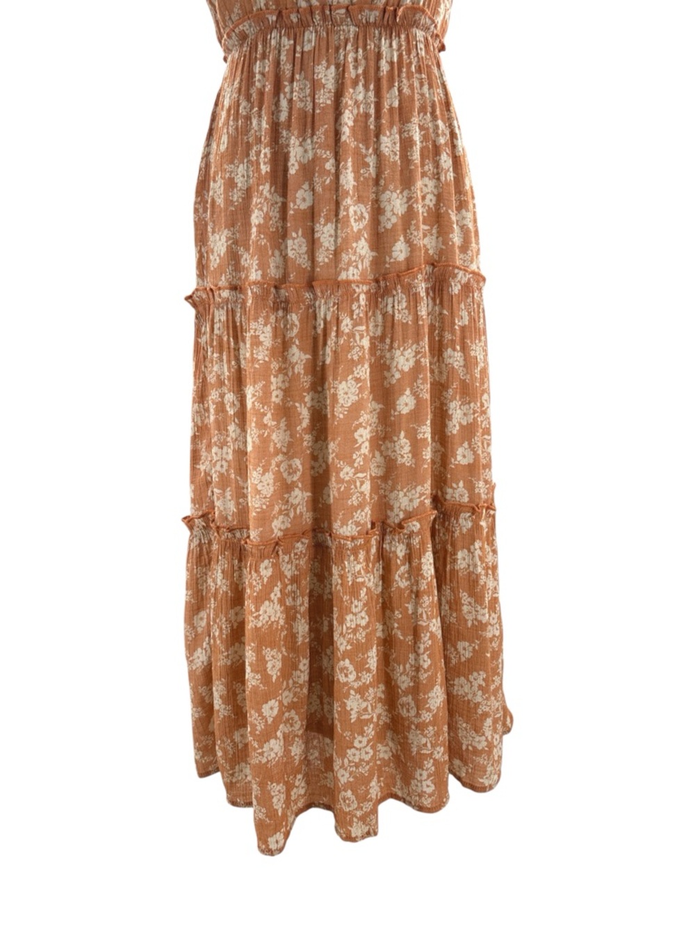 Blu Pepper Terracotta Floral Tiered Midi Dress M - Picture 6 of 10